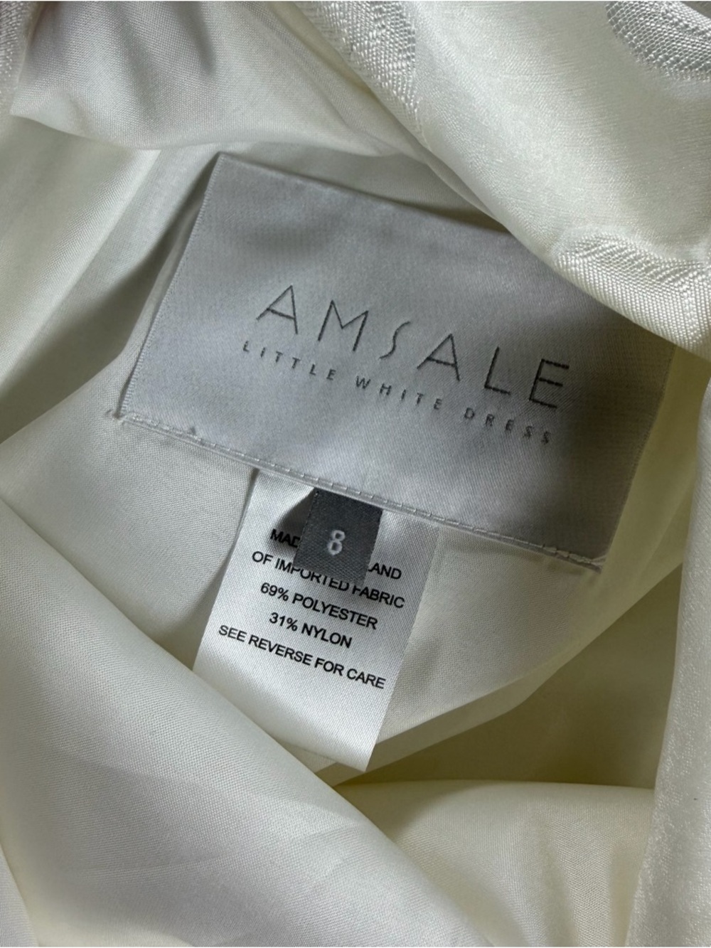 Amsale Little White Dress LW198 Rose Jacquard Coupe Trapeze Dress Ivory NWT Sz 8 - Picture 9 of 10